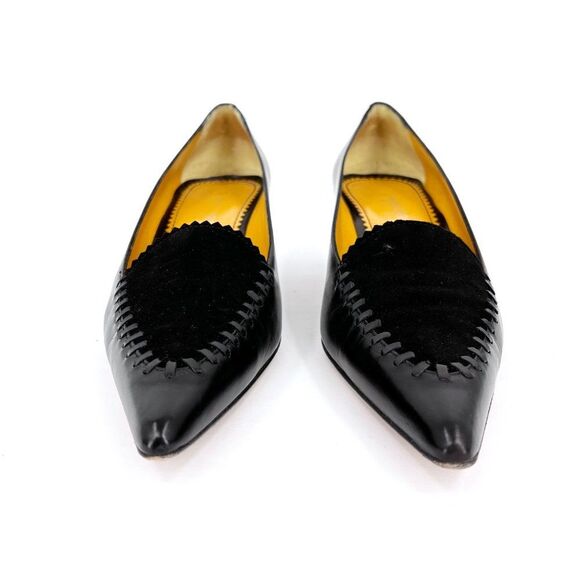 Lambertson Truex ALICE Black Kitten Heel Leather and Suede Pumps size 38 1/2 - Picture 7 of 12